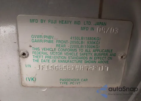 2004 Subaru Forester 2.5Xs из США, поврежденный, VIN JF1SG656X4H728717